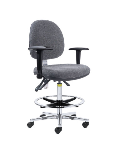 Ergonomic ESD chair with a ring and armrests, seat height 510–710 mm