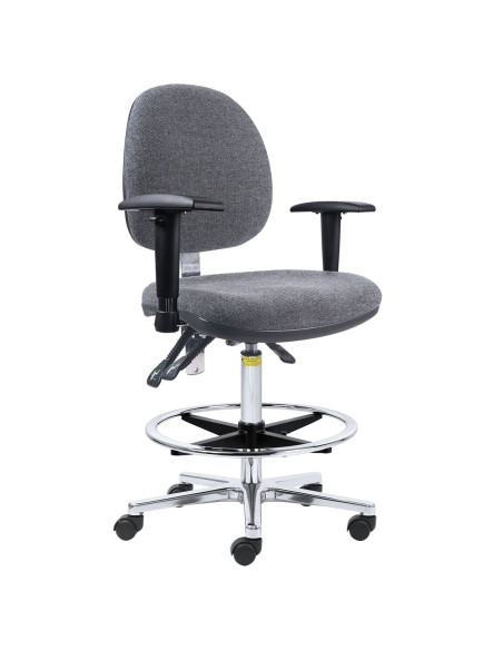 Ergonomic ESD chair with a ring and armrests, seat height 510–710 mm