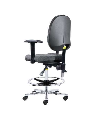 Ergonomic ESD chair with a ring and armrests, seat height 510–710 mm