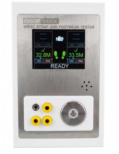 Combined ESD Tester for Footwear and Wrist Straps with a Display and User Interface